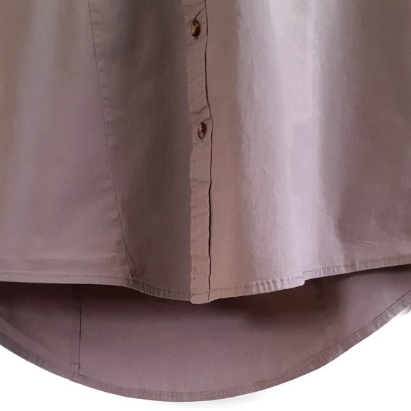 TOMSWARE Men's S Fitted Shirt Brown Button Pocket Long Sleeve Drop Tail Cotton - Picture 9 of 12